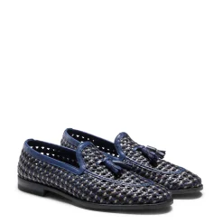 Woven China Blue Leather Brera Loafer | Fratelli Rossetti