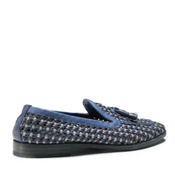 Woven China Blue Leather Brera Loafer | Fratelli Rossetti