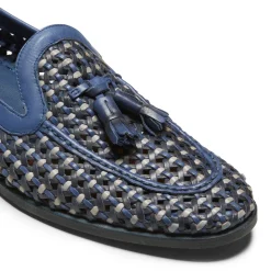Woven China Blue Leather Brera Loafer | Fratelli Rossetti